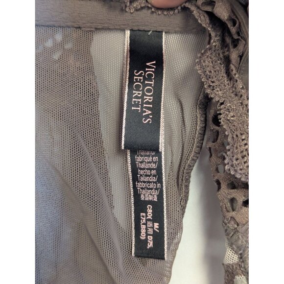 Victorias Secret Very Sexy Lace Bralette Top M Brown Sheer Stretchy Racerback - Picture 5 of 6